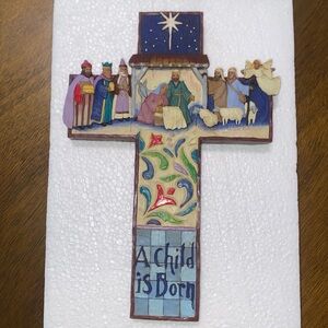 2006 JIM SHORE NATIVITY Child Born CROSS Wall